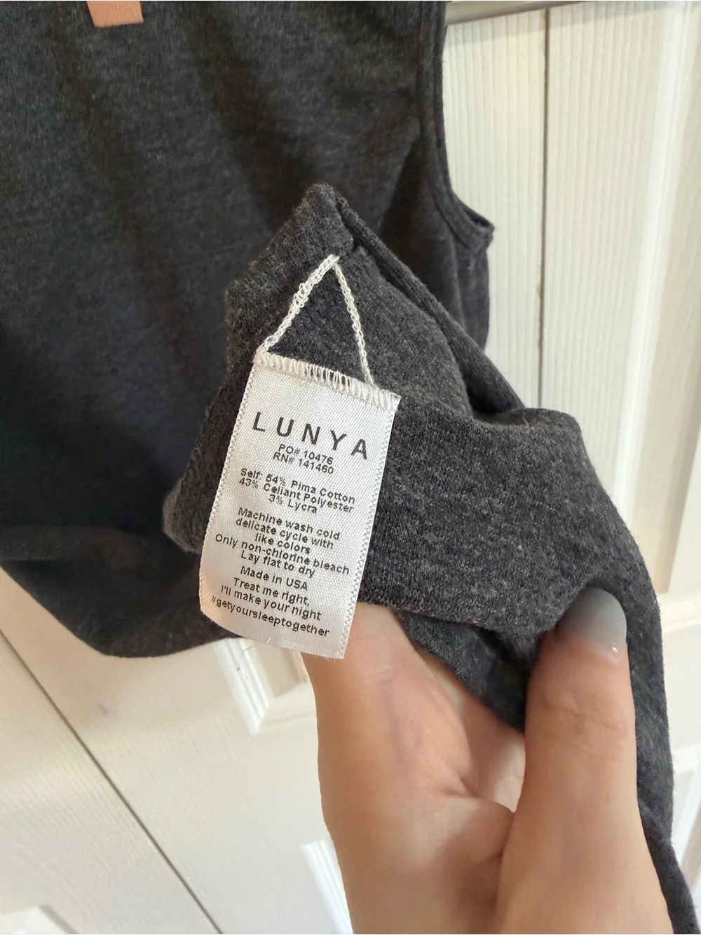Lunya Basic Sleep Tank Charcoal Grey Size Small